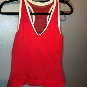 Alo yoga red work out shirt